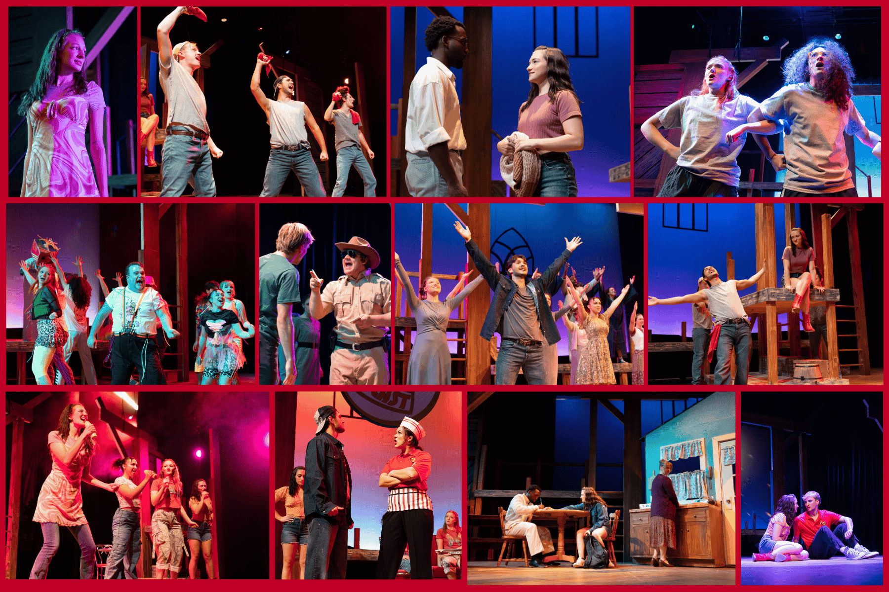 Collage of photos from Seton Hill University's "Footloose."
